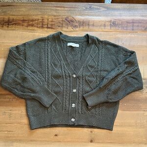LOFT Olive Green Cable Knit Cardigan